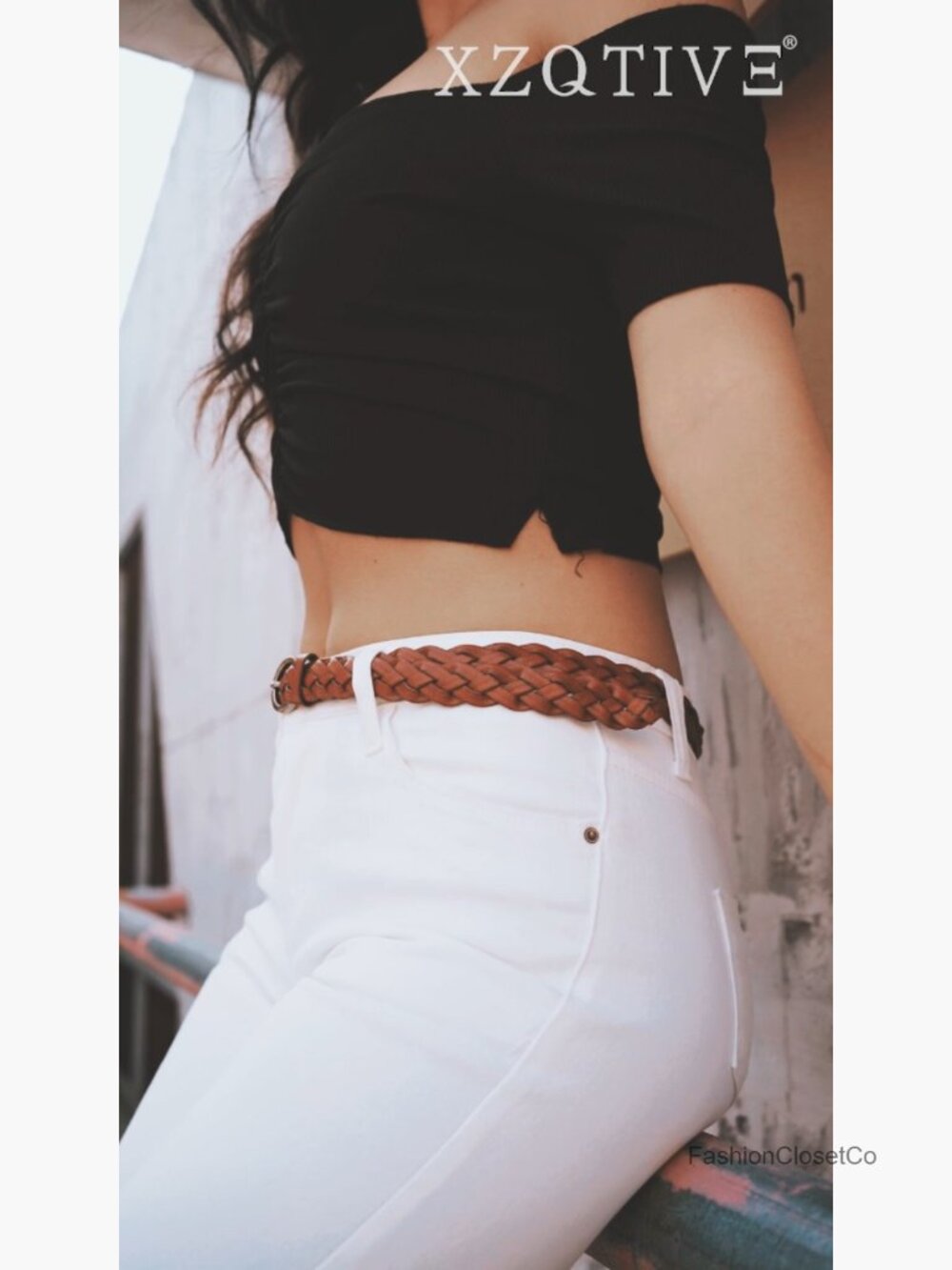 2 Braided Leather Belts - Skinny Woven Belt for Jeans & Pants - Picture 7 of 7